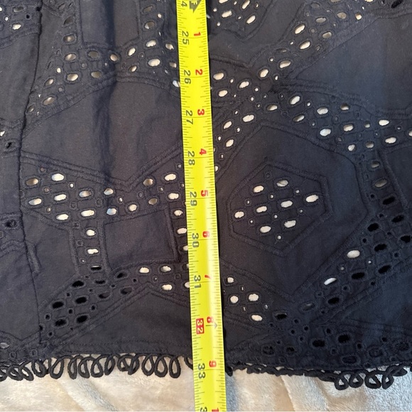 Anthropologie Maeve Black Eyelet Luci Swing Mini Dress size Small Cotton Lined - Picture 9 of 10
